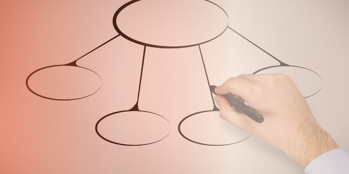 A hand drawing a bubble charts. Explaining the matrix in functional medicine